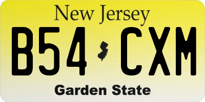 NJ license plate B54CXM