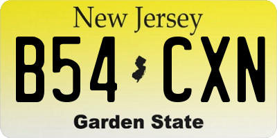 NJ license plate B54CXN