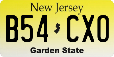 NJ license plate B54CXO