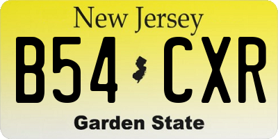 NJ license plate B54CXR