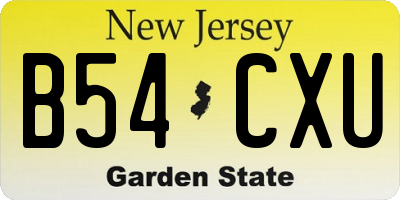 NJ license plate B54CXU