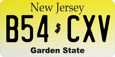 NJ license plate B54CXV