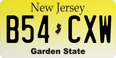 NJ license plate B54CXW