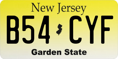 NJ license plate B54CYF