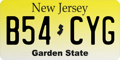 NJ license plate B54CYG