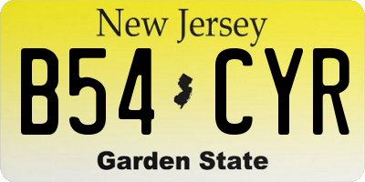 NJ license plate B54CYR