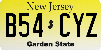 NJ license plate B54CYZ