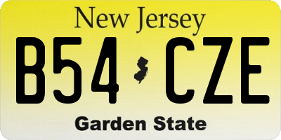 NJ license plate B54CZE
