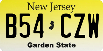 NJ license plate B54CZW