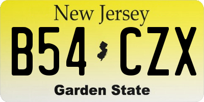NJ license plate B54CZX