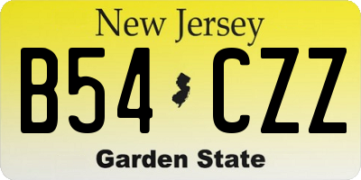 NJ license plate B54CZZ