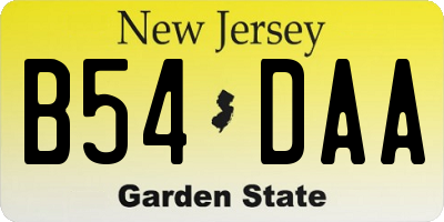 NJ license plate B54DAA