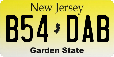 NJ license plate B54DAB