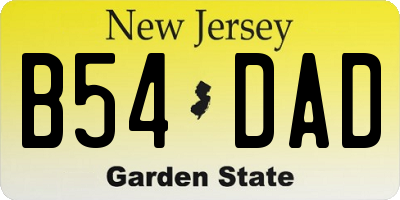 NJ license plate B54DAD