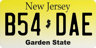 NJ license plate B54DAE