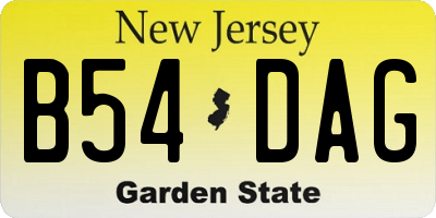 NJ license plate B54DAG