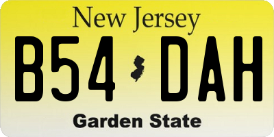 NJ license plate B54DAH