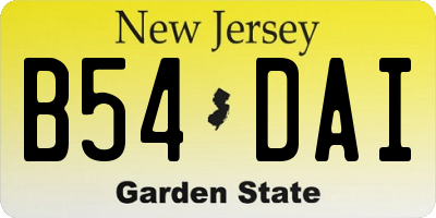 NJ license plate B54DAI
