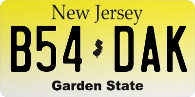NJ license plate B54DAK