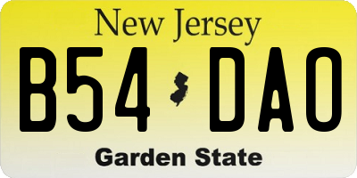 NJ license plate B54DAO