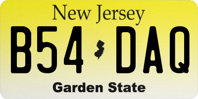 NJ license plate B54DAQ