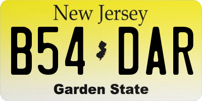 NJ license plate B54DAR