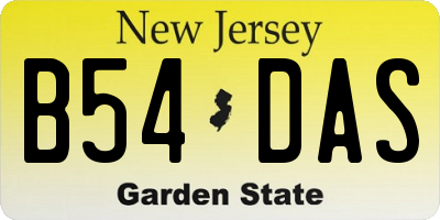 NJ license plate B54DAS