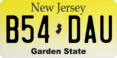 NJ license plate B54DAU