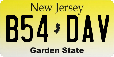 NJ license plate B54DAV