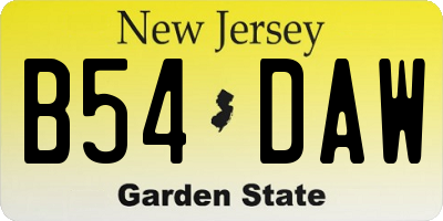 NJ license plate B54DAW