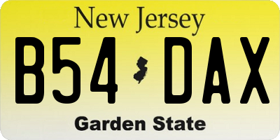 NJ license plate B54DAX