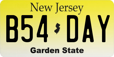 NJ license plate B54DAY