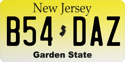NJ license plate B54DAZ