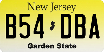 NJ license plate B54DBA