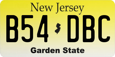 NJ license plate B54DBC