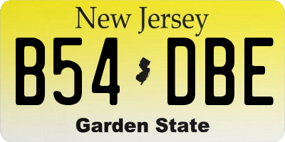 NJ license plate B54DBE