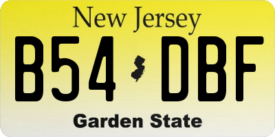 NJ license plate B54DBF