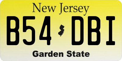 NJ license plate B54DBI