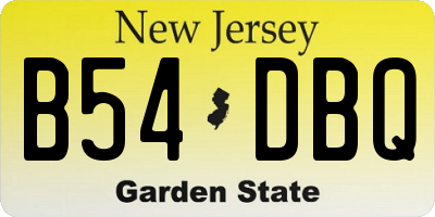 NJ license plate B54DBQ