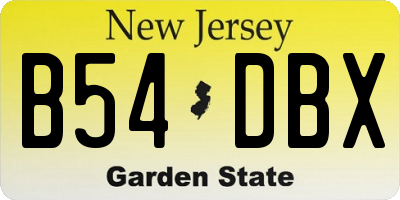 NJ license plate B54DBX