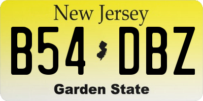 NJ license plate B54DBZ