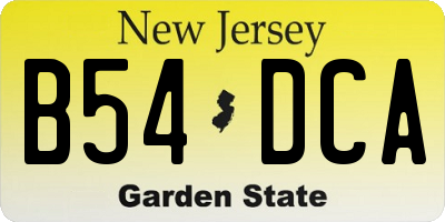 NJ license plate B54DCA