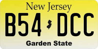 NJ license plate B54DCC