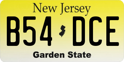 NJ license plate B54DCE