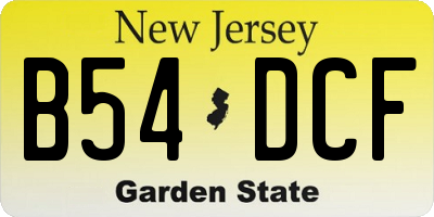 NJ license plate B54DCF