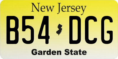 NJ license plate B54DCG