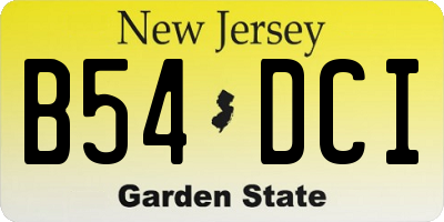 NJ license plate B54DCI