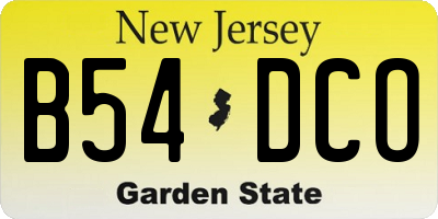 NJ license plate B54DCO