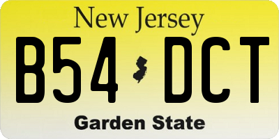 NJ license plate B54DCT