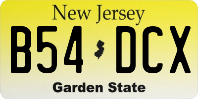 NJ license plate B54DCX